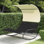 Maison chic - bain de soleil double chaise à bascule - transat de jardin avec auvent noir et crème bv137925 ... Maison chic - bain de soleil double chaise à bascule - transat de jardin avec auvent noir et crème bv137925 ...