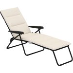 Bain de soleil pliable transat inclinable 6 positions grand confort avec matelas + accoudoirs acier polyester ...
