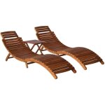 Maisonchic - bain de soleil avec table  th 3, transat, chaise longue pcs bois d'acacia massif togp61518 ...