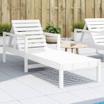 Maisonchic - bain de soleil, transat, chaise longue blanc 199, 5x62x55 cm bois massif de pin con12926 ...