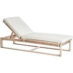 Bain de soleil transat de jardin inclinable en bois d'acacia avec coussins blanc cass� azzanello
