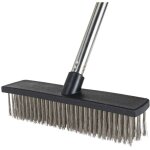 Balai en acier inoxydable de 190 cm avec manche amovible, t�te de balai en m�tal de 27 cm, brosse de ...