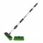 Balai brosse de nettoyage � eau avec 2 brosses, poil dur et poil souple - manche t�lescopique alu - connectabl ...