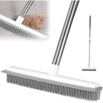 [jamais utilis]balai en caoutchouc avec manche long rglable ? brosse  tapis avec raclette intgre ...