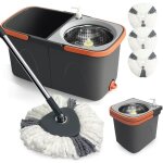 Balai � franges essoreur avec seau et t�te pivotante � 360� (ensemble 2 en 1)