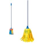 Balai � franges jaune gsa030 avec manche en m�tal de 1, 2 m et haute absorption