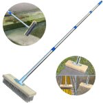 [jamais utilis]balai en mtal robuste  manche amovible (167 cm), brosse mtallique rigide pour liminer ...
