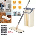 Balai microfibre et seau essoreur - 12 serpilli�res r�utilisables - seau � 2 compartiments nettoyage ...