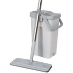 Balai microfibre et seau essoreur avec 6 serpillres rutilisables balai plat double compartiment blanc ...