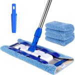 Soldes balai  plat professionnel avec manche inox, lavette microfibre. fourni avec 3 lavettes microfibre ...