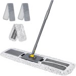 Balai serpill�re aluminium, grande balai plat professionnel avec manche t�l�scopique, coton professionnel ...