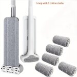 Balai - serpill�re plat avec 5 lingettes de nettoyage, manche long, pas de lavage � la main n�cessaire, ...