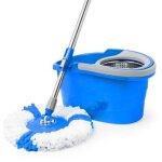 Balai tornado + seau avec grille m�tallique - manche et bec verseur en inox