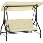 Balancelle 2 - en - 1 en acier avec dossier inclinable et toit r�glable, 3 places, beige