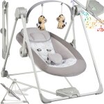 Tectake - balancelle pour bb dogs pliable, 5 vitesses et minuterie - gris clair