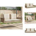 Balancelle avec coussins beige 119x56x48 cm r�sine tress�e - balancelle de jardin - banc de jardin - ...