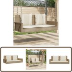 Balancelle avec coussins beige 119x56x48 cm rsine tresse - balancelle de jardin - banc de jardin - ...