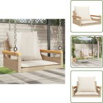 Balancelle avec coussins beige 63x62x40 cm r�sine tress�e - balancelle de jardin - banc de jardin - chaise ...