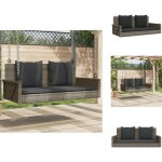 Balancelle avec coussins gris 119x56x48 cm rsine tresse - balancelle de jardin - banc de jardin - chaise ...