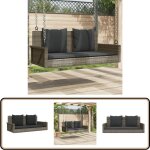 Balancelle avec coussins gris 119x56x48 cm rsine tresse - balancelle de jardin - banc de jardin - chaise ...