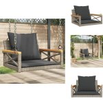 Balancelle avec coussins gris 63x62x40 cm r�sine tress�e - balancelle de jardin - banc de jardin - chaise ...
