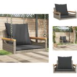 Balancelle avec coussins gris 63x62x40 cm r�sine tress�e - balancelle de jardin - banc de jardin - chaise ...