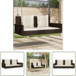 Balancelle avec coussins marron 119x56x48 cm rsine tresse - balancelle de jardin - banc de jardin - ...