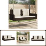 Balancelle avec coussins marron 119x56x48 cm rsine tresse - balancelle de jardin - banc de jardin - ...