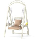 Balancelle d'ext�rieur avec support pour adultes, chaise de balcon avec coussins amovibles et tables ...