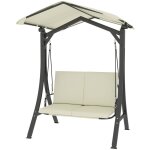 Balancelle jardin 2 places avec toit r�glable et housse cr�me 150x120x182 cm