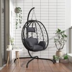 Balancelle de jardin, chaise suspendue en forme d'?uf avec coussin anthracite con8082 design in