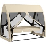Balancelle de jardin convertible 3 places - matelas assise dossier, moustiquaire int�grale, toit - m�tal ...