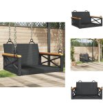 Balancelle noir 63x62x40 cm r�sine tress�e - balancelle jardin - chaise suspendue - fauteuil ext�rieur ...