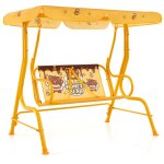 Balancelle de patio 2 places pour enfants 3 + ans avec support mtallique, canope ajustable, ceintures ...