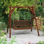 Balancelle de porche 2 places en bois massif chaines reglables capacite de charge de 230 kg