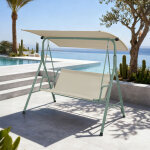 Balancelle satten pour 3 personnes 173 x 119 x 153 cm vert clair / beige [en. casa]