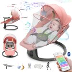 Balancelle transat bb lectrique 3 en 1 avec tlcommande, pdale, table  manger, 5 modes balancement, ...