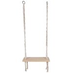 Balançoire en coton tressé macramé et assise pin naturel Balançoire en coton tressé macramé et assise pin naturel