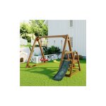 Balanoire double pour enfants, balanoire robuste avec toboggan et chelle d'escalade, en bois massif ...