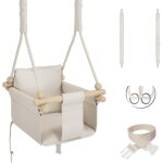 Balancoire interieur pour bebe et enfants, siege balanoire en bois et en coton pour bb, balansoire ...