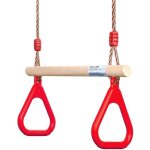 Balan�oire et portique, balan�oire en bois trap�ze avec anneaux de gymnastique aire de jeux pour enfants ...