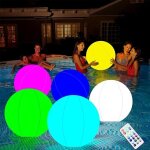Ballon de plage lumineux � led - ballon lumineux � led 16 couleurs avec t�l�commande jouets de piscine ...