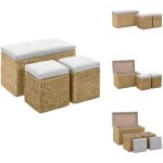 Banc avec 2 poufs jacinthe d'eau gris - banc coffre - banc extrieur - mobilier de jardin - set banc ...