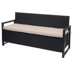 Banc 3 places en polyrotin hwc - f39 banc de jardin coffre banc compartiment de rangement coussin de ...
