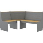 Dcoshop26 - banc d'angle pour cuisine ou salle  manger 151cm marron miel et gris bois de pin solide ...