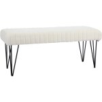 Homcom - banc banquette bout de lit design - pitement pingle mtal noir - revtement effet laine boucl ...