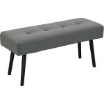 Banc banquette bout de lit rembourr� en velours c�tel� et pieds en acier noir charge 220 kg 100 x 36 ...
