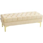 Banc banquette capitonne bout de lit style classique chic dim. 118l x 45l x 42h cm pitement mtal dor ...