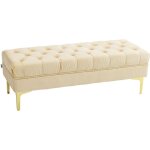 Homcom - banc banquette capitonne style classique chic dim. 118l x 45l x 42h cm pitement mtal dor ...