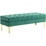 Banc banquette capitonne style classique chic dim. 118l x 45l x 42h cm pitement mtal dor velours ...